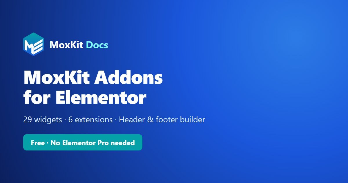 MoxKit FAQ: MoxKit Addons for Elementor, 29 widgets and 6 extensions