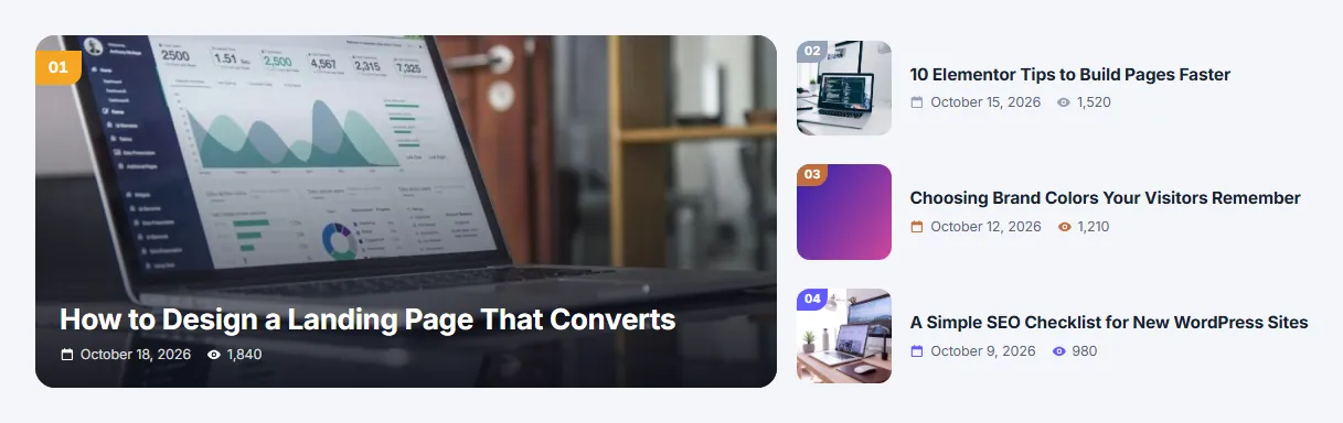 Popular posts featured layout