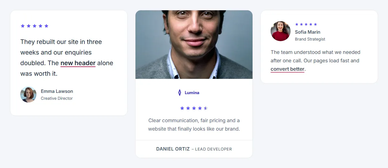 Testimonial preview